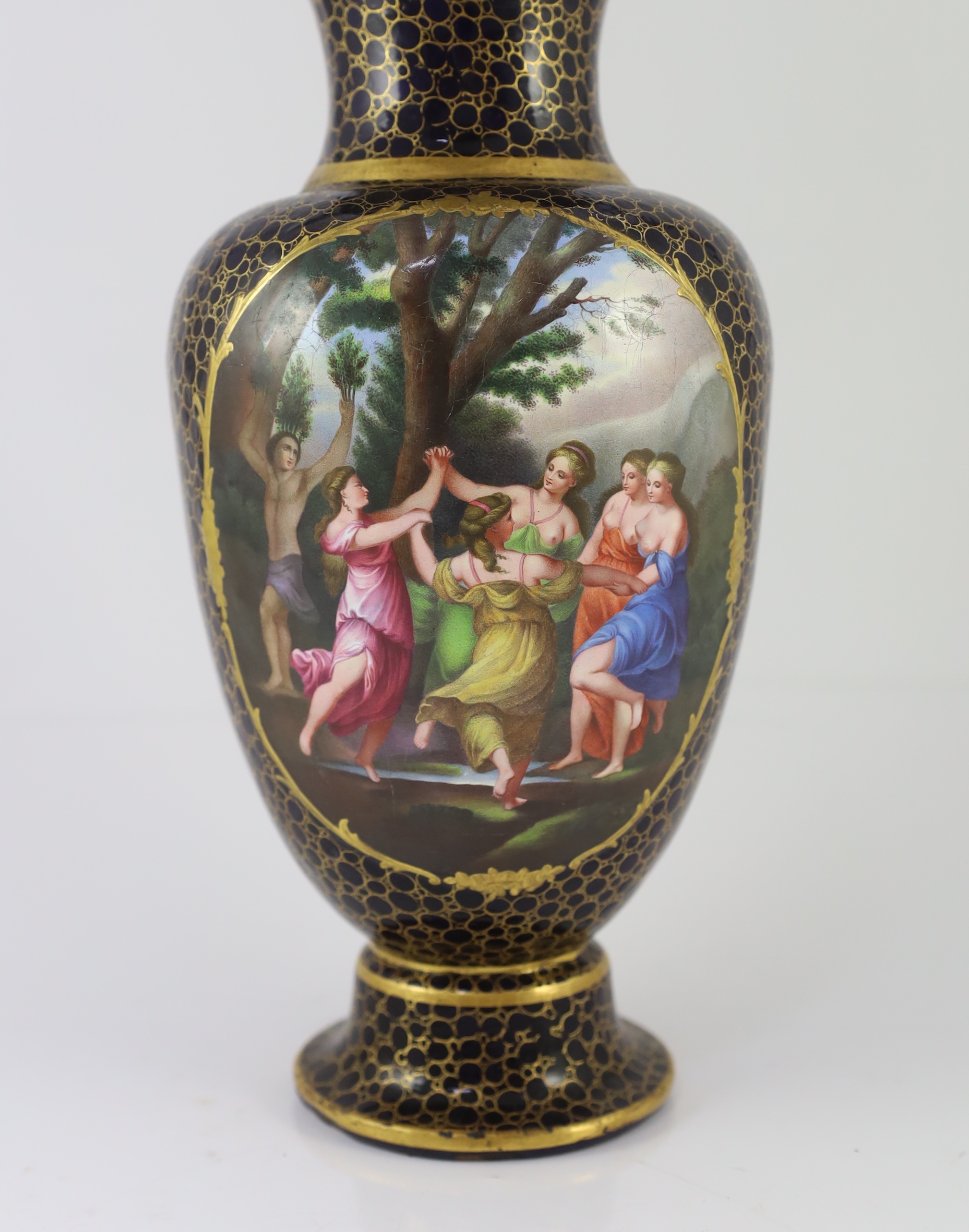 A rare neo-classical enamel on copper vase, probably Vienna 18th/19th century
